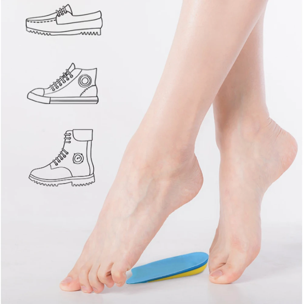 

2 Pairs Half Insoles High Elasticity Absorption Heel Pads Shock Proof Breathable Comfort Foot Care Tool Men Women