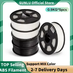 SUNLU 3D Printer Filament 1.75mm 0.9KG/Rolls Black & White ABS 3D Printing Filament 3D Printing Material for 3D Printer