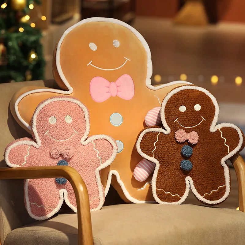 

42-70CM Kawaii Cartoon Gingerbread Man Plush Toys Biscuit Man Stuffed Soft Pillows Kawaii Bear Xmas Birthday Gift for Kids