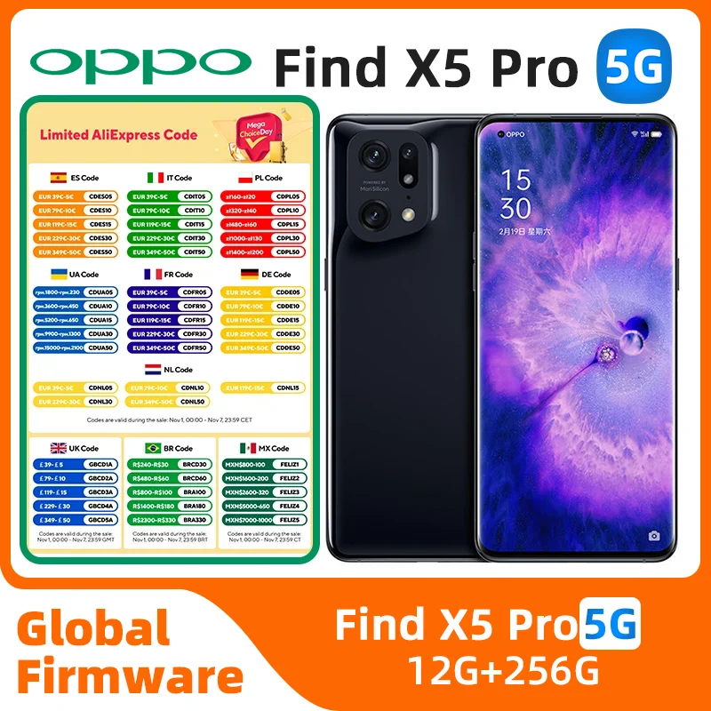 

Oppo Find X5 Pro Qualcomm Snapdragon 8 Gen 1 5G 6.7" AMOLED 120HZ 50.0MP Camera 80W Charger 5000mAh used phone