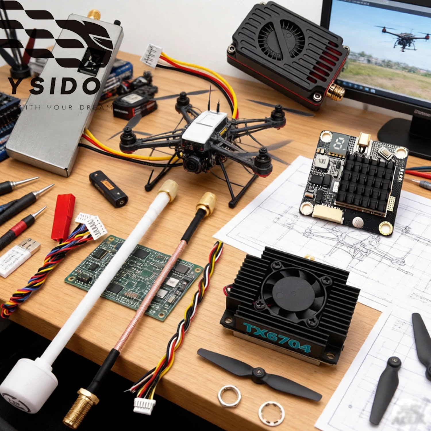 

Модуль видеопередатчика YSIDO 7.4ГГц 4Вт TX6704 TX5820 TX334 высокой мощности с антенной для FPV-дронов дальнего радиуса действия и радиоуправляемых моделей