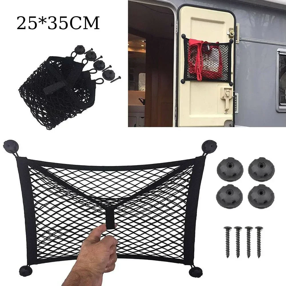 1 rede de armazenamento elástica extra grande, rede de armazenamento para van de carga, motorhome, casa móvel, caravana, barco, acessórios interiores 25x35cm