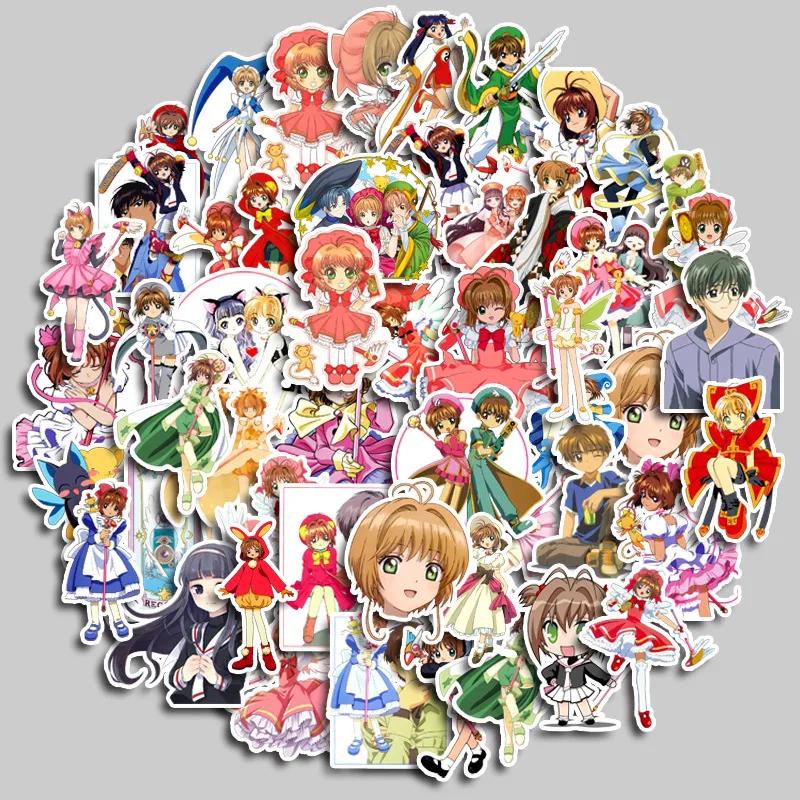 50pcs Cartoon Cute Cardcaptor Sakura Graffiti Sticker Luggage Notebook Water Bottle Waterproof Diy Kids Toys Pvc Decal Stickers