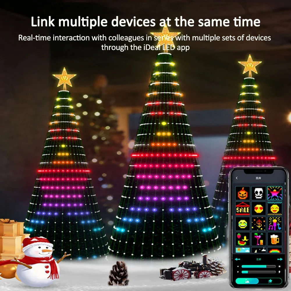 LED RGB Christmas Tree Fairy Light, Animação DIY, Imagens de texto, Cachoeira Garland Decor, Smart App, 2,1 m