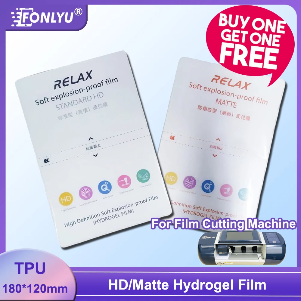 FONLYU 100PCS HD Matte TPU Hydrogel Film Hydrolic Skin Sheet Front Screen Protector For Smart Phone For Cutting Machine Plotter