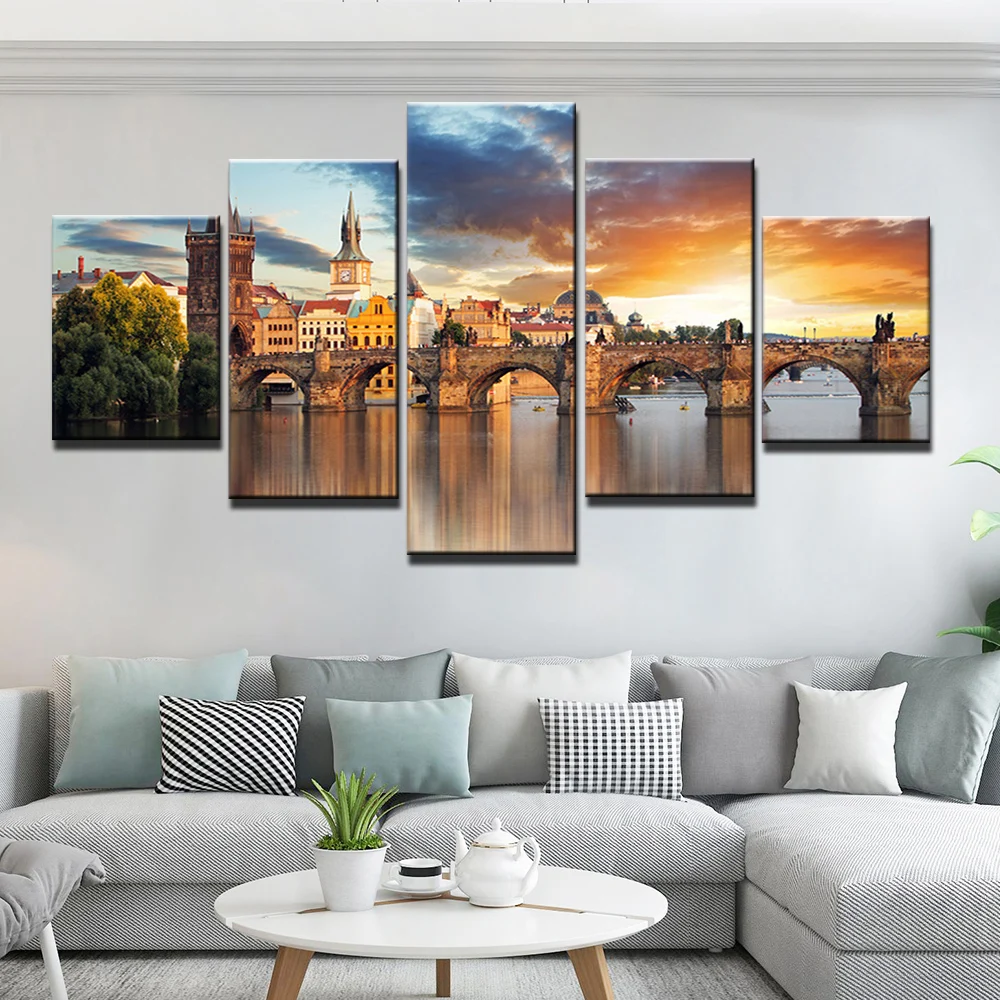 

5-компонентный городской мост пейзаж алмазная живопись полная дрель 5D Diy мозаика Алмазная вышивка головоломка, настенное искусство