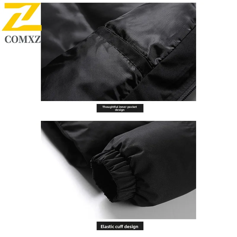 سترة مبطنة للرجال بياقة واقفة من COMXZ لركوب الدراجات في الهواء الطلق سترة سميكة دافئة كاجوال على طراز الشارع معطف شتوي خفيف الوزن #6