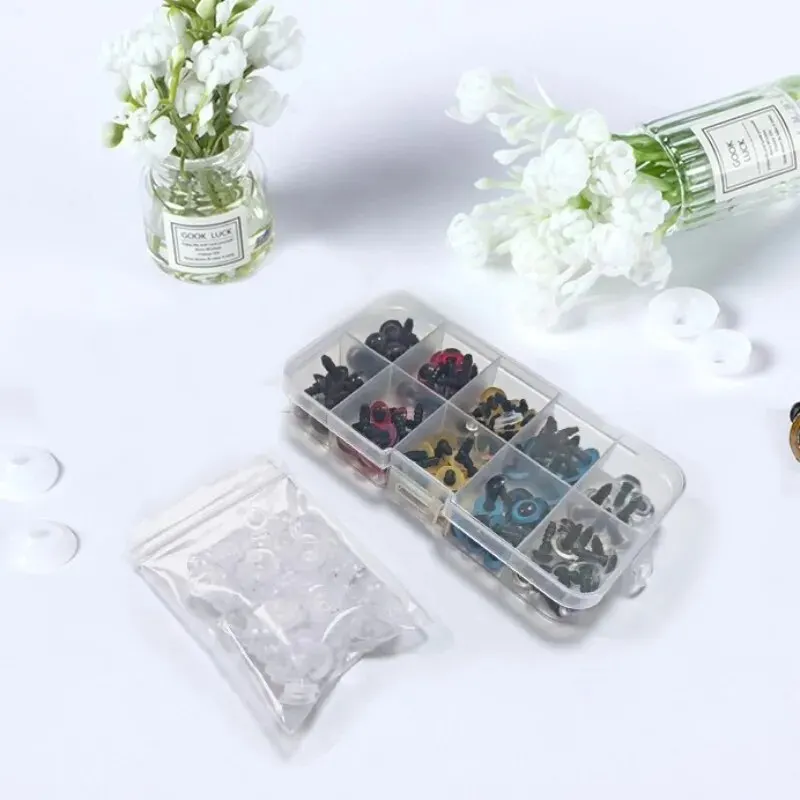 100Pcs 10MM Boxed Plastic Art Eyes 5 Color Brown Screw TeddyBear Plush Doll DIY Toy Accessories Set