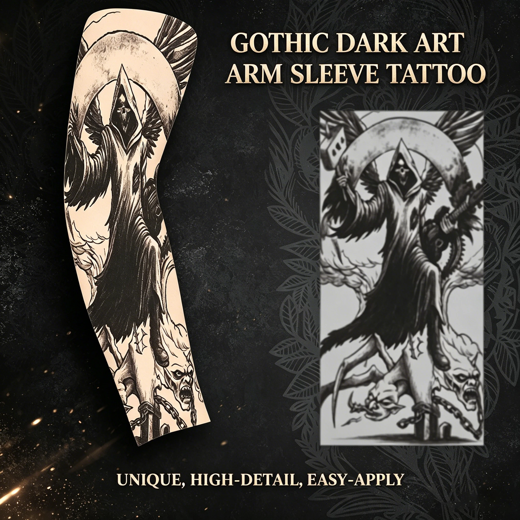 Street retro art printed ice silk sleeves, with American style personalized and trendy design, can cover tattoos and decorate arms, creating an atmosphere and fashionable accessories for daily wear.