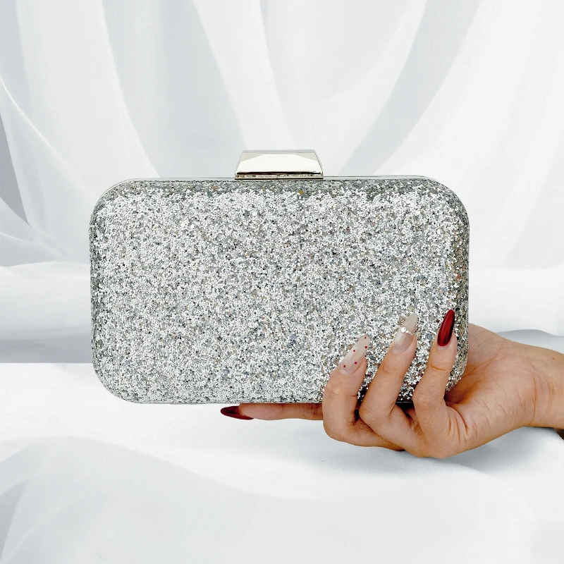 

Women's Sparkly Silver Evening Purse Blingbling Glitter Formal Party Handbag Wedding/cocktail Nightclub Sequined Clutch Bags