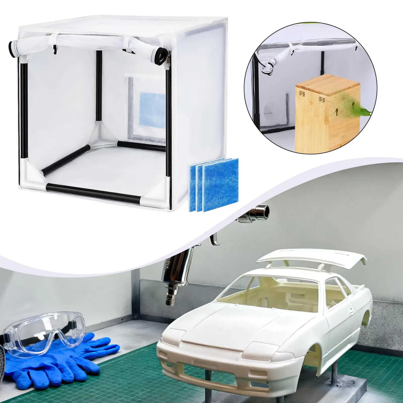 

Универсальная покрасочная камера для аэрографии с фильтром и защитной шторкой для DIY, рукоделия, автозапчастей, художественных работ и других товаров