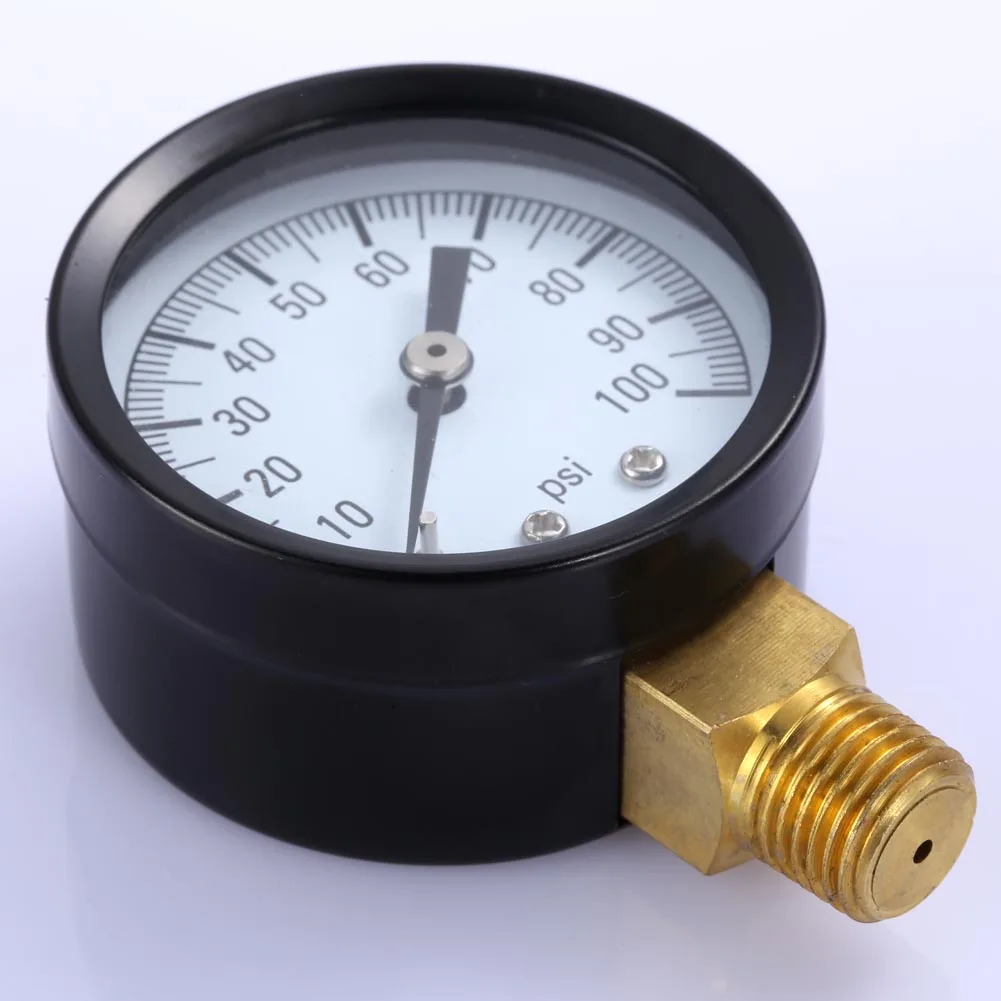 0-100 PSI Hydraulic Tester Manometer Metal 50mm Dial Face Water Pressure Gauge Vacuum Pressure Gauge for Air Water Oil Gas