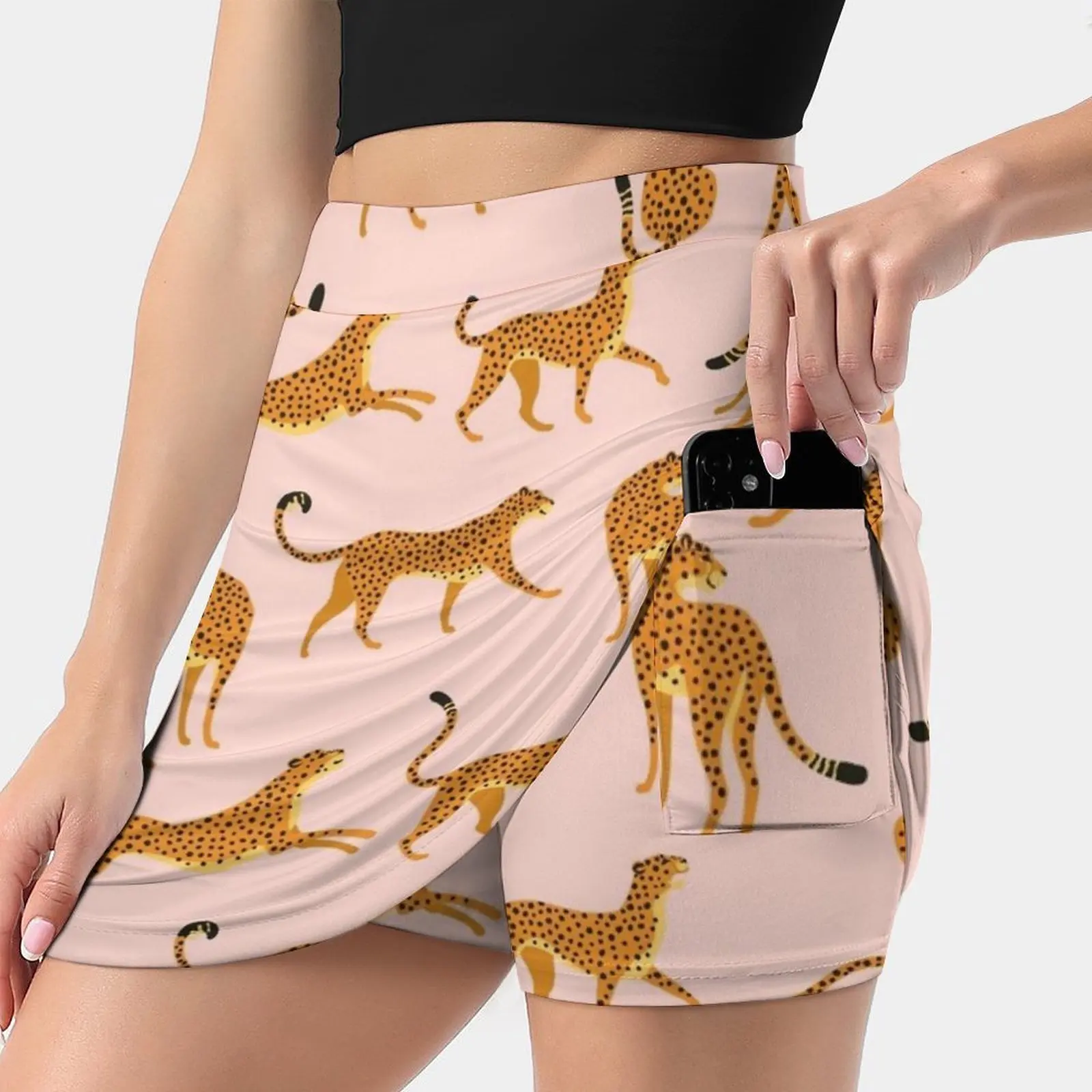 Leopards Or Cheetahs. Women's skirt Mini Skirts A Line Skirt With Hide Pocket Abstract African Animal Background Banana Cartoon