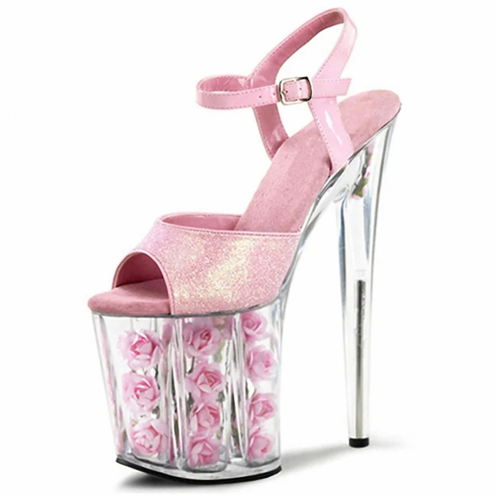 2025 Fashion Sexy Pole dancing Summer 20cm PVC Women Sandals Thin High Heels Sandals Slip-On Size 34-46