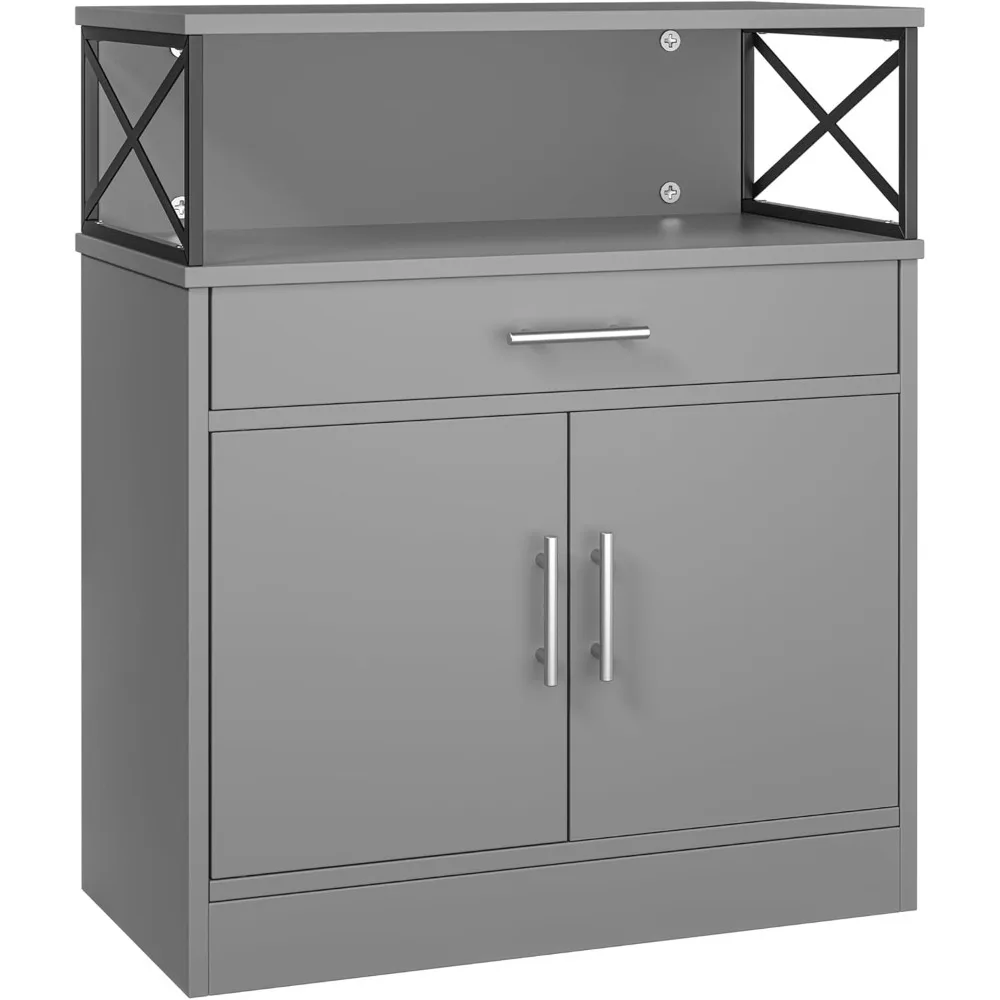 

Kitchen Storage Cabinet with Adjustable Shelves and Drawers, Modern Buffet Sideboard, Wood Buffet Cabinet with Doors, Floor Cab