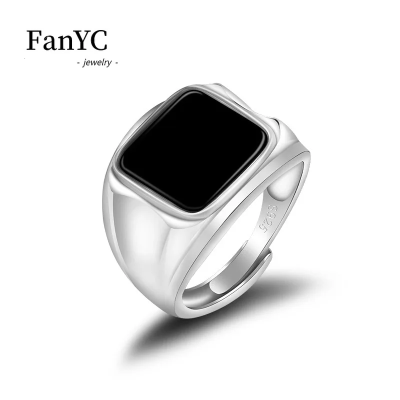 

Natural A-grade Jadeite Black Jade Ring S925 Silver Setting with Premium Adjustable Ice-type Jadeite Stone Gentlemen's Gift