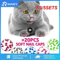 1/3/5SETS Cat Paw Claw Cute Elastic Soft Silicone Protective Durable Cat Fingernail Cover Nail Care Nail Protector Convenient