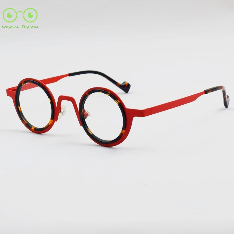 일본 스타일 맞춤형 니치 듀얼 톤 레트로 원형 프레임 블루라이트 차단 안경테 남녀 공용 야외용
