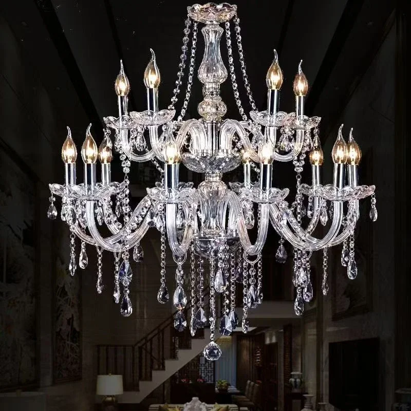 

2025 European Gloss Crystal Led Living Room Chandelier Ceiling Dining Room Light Amber Room Decoration Interior Lighting Chandel