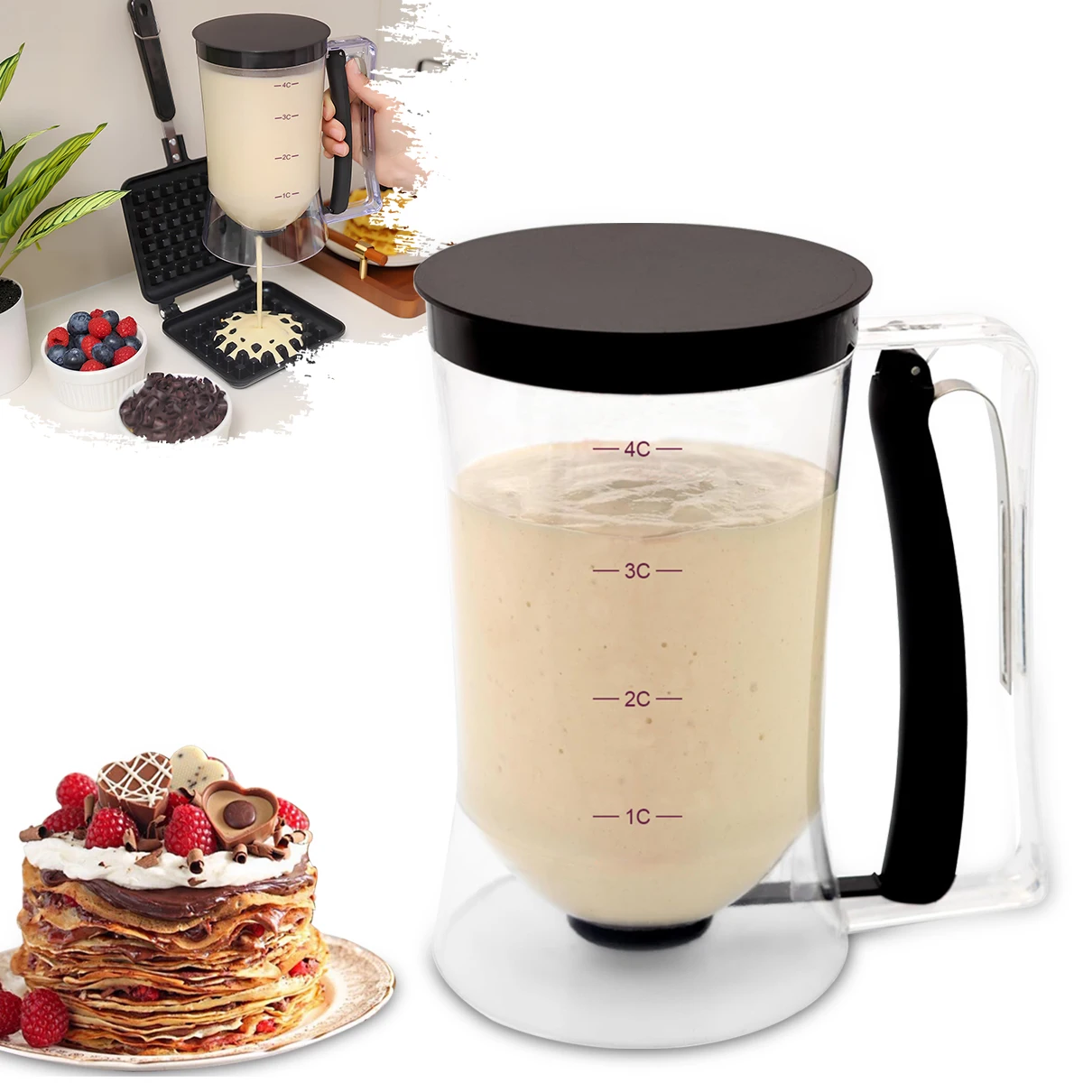 Measuring Cup Cake Cross-border Batter Dispenser, Batter Handheld Funnel Dispenser