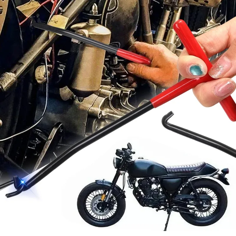 Herramienta extractora de resorte de escape roja, ganchos de resortes de escape para motocicleta, mango en T, ganchos de resorte, llave, herramientas de extracción de extractor de resorte