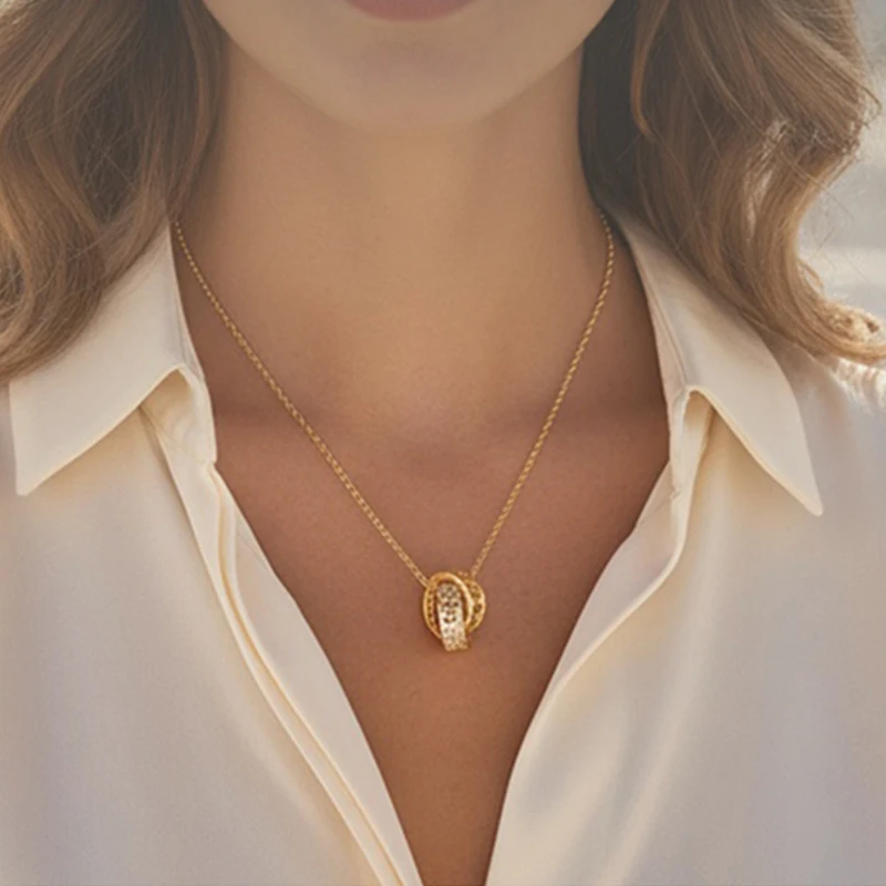 

CH Two Color Series Necklace Fashion Classic Multi Loop Buckle+Micro Inlaid Zircon Exquisite Gift for Women's Neck Accessories