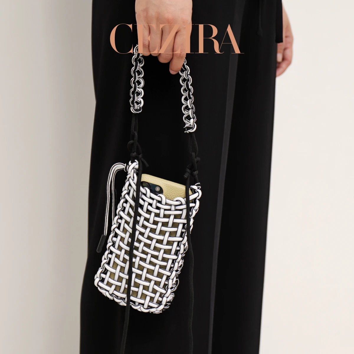 CR Bright Color Hollow‑out Net Nylon Woven Phone Bag Soft Wide Handle Casual Handbag Purse For Women Beach Vacation Travel Daily