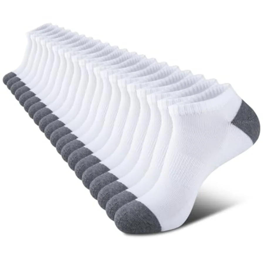 

COOVAN 10 Pairs Mens Cushion Ankle Socks Men 10 Pack Low Cut Comfort Breathable Casual Socks