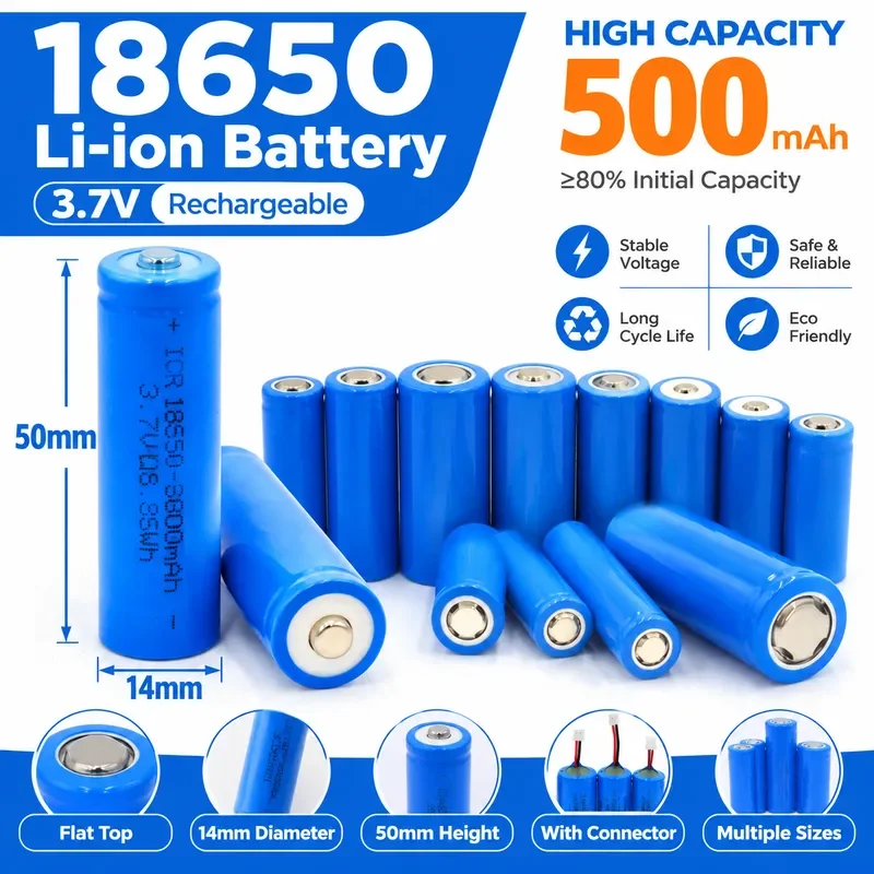 100PCS For 14500 Lithium Battery 3.7V Rechargeable Cylindrical Cell for Electric Toothbrush Shaver Hairball Trimmer Power Supply