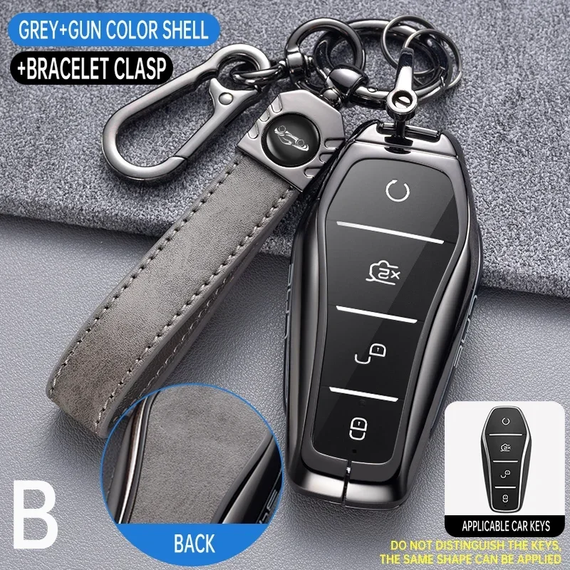 

Car Key Case Holder Chain For China BYD Song PRO Han EV Max Tang DM 2018 Qin PLUS 4 Button Keychain Zinc Alloy Shell Accessories