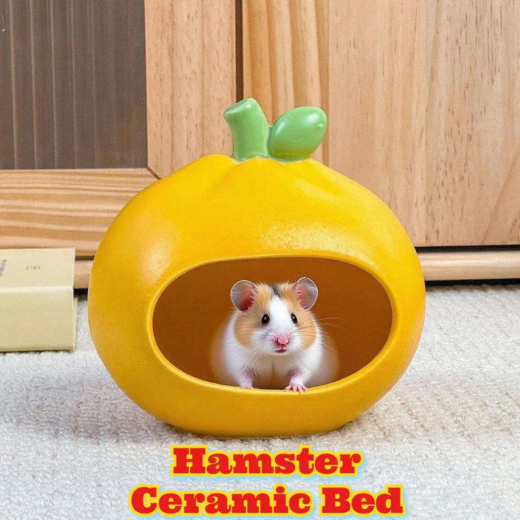 

Cute Fruit Shape Ceramic Hamster House Summer Cooling Ice Room Small Pet Habitat Guinea Pig Gerbil Accessories Hideout Nests Bed