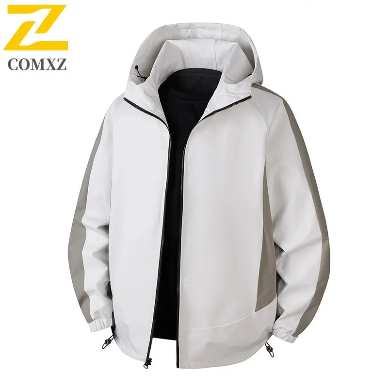 Men's Casual Jacket Trendy Versatile Two Sides That Can Be Worn Windproof Waterproof Hooded Jacket Outdoor Camping Hiking Jacket