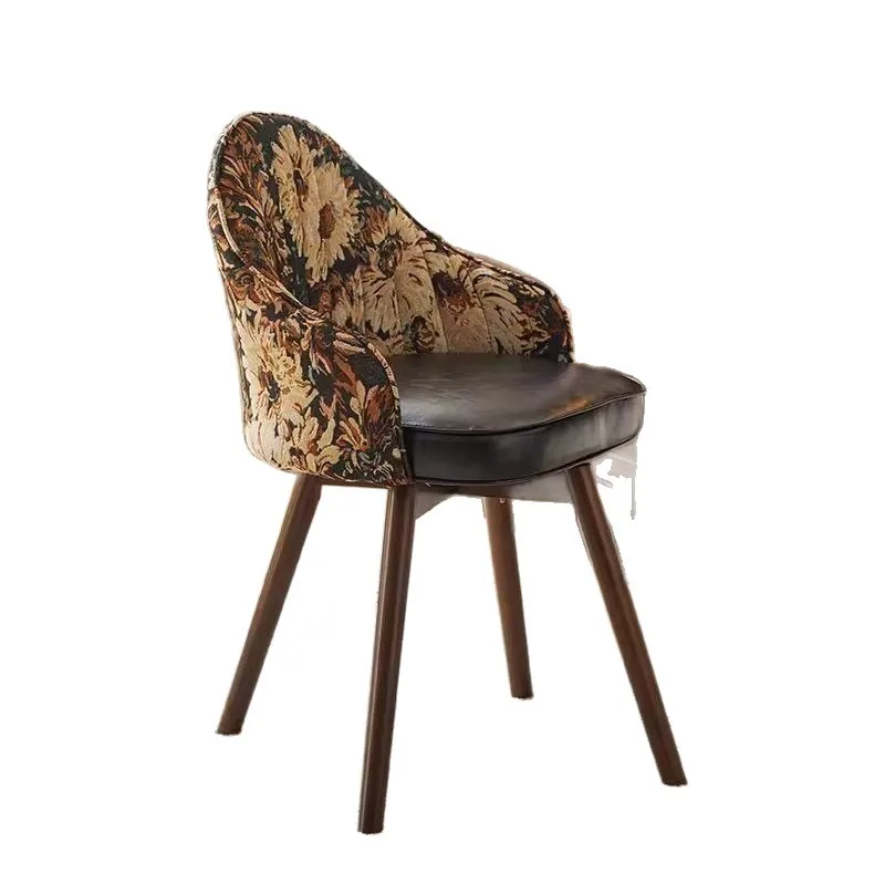 Makeup Chair Home Retro Girls' Bedroom Backrest Chair Vintage Bedroom Computer Comfortable Sedentary Desk