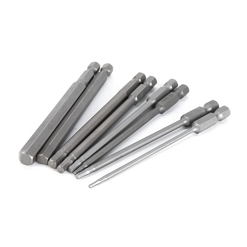 8pcs Hex Head Alloy Wrench Drill Bits Set 100mm SAE Metric Alloy Electric Hexagonal Bit Screwdriver Socket Bit Power Tool Parts