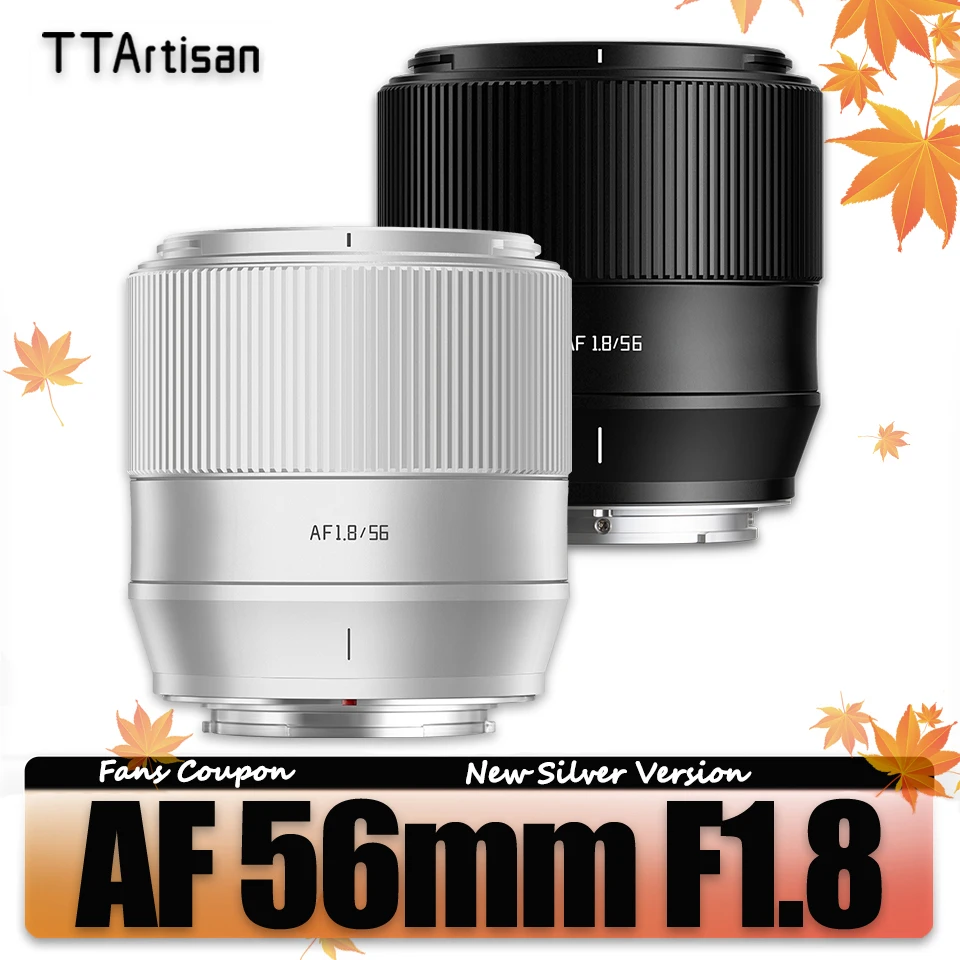 TTArtisan AF 대형 조리개 카메라 렌즈, 소니 E 후지필름 XF 니콘 Z 마운트 zve10 a7rIII, 인물 사진 촬영용, 56mm F1.8