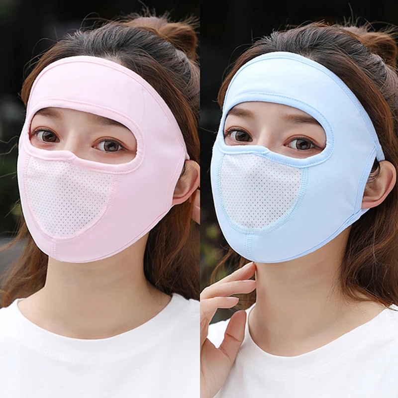 Sunscreen Mask Summer Ice Silk Anti-UV Outdoor Sports Cycling Bike Motorcycle Scarf Breathable Thin Women Half Face Cover