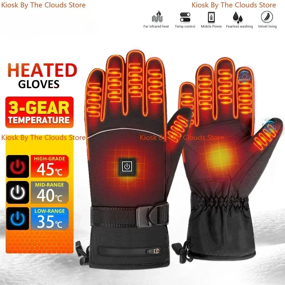 Electric Heated Gloves Thermal Heat Gloves Winter Warm Skiing Snowboarding Hunting Fishing Waterproof Heated Rechargeable Gloves