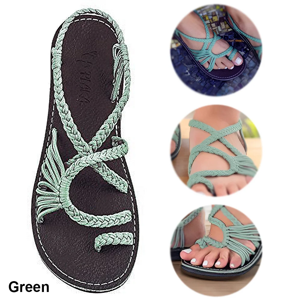 Flat Sandals Comfortable Strappy Braided Sandals Open Toe Beach Sandals for Women for Beach Poolside Travel Camping