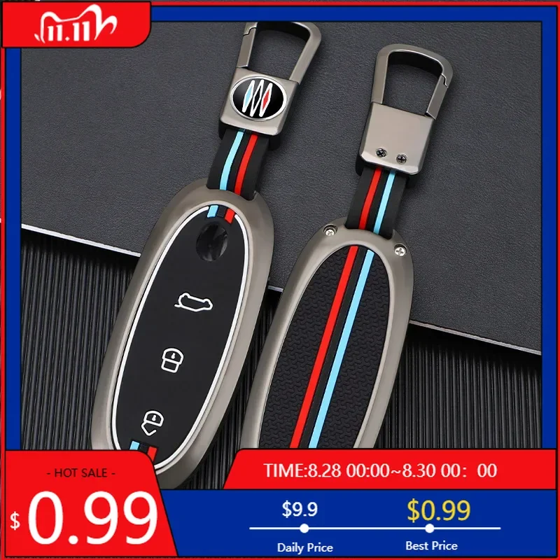 

Interior Stickers 2024 Zinc Alloy+Silicone Car Key Case Cover Shell For Dongfeng NAMMI 01New Engery High Level Keychain Protecti
