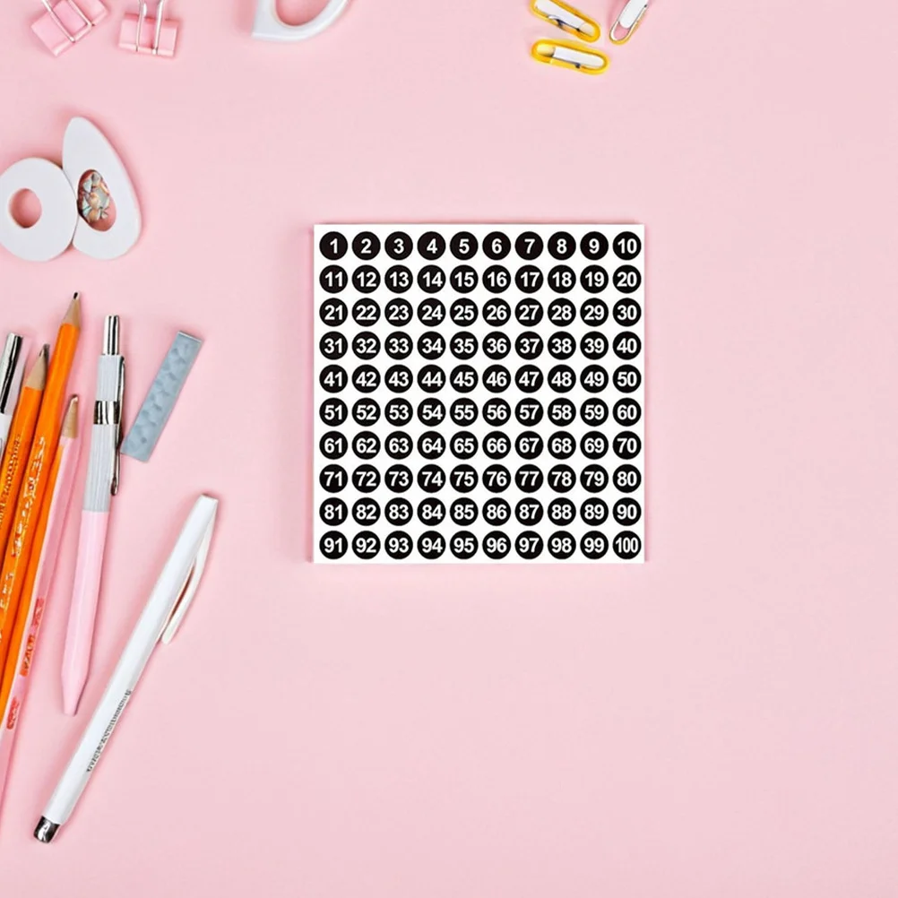 2500 قطعة ملصقات أرقام مقاومة للماء 1-100 شارات مستديرة ذاتية اللصق قابلة للإزالة لصناديق التخزين واللوازم المدرسية