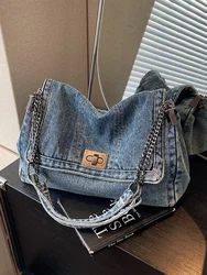 Borse a tracolla a tracolla con catena in Denim di Design alla moda Tote borse e borsette da donna nuova borsa a tracolla da donna di grandi dimensioni