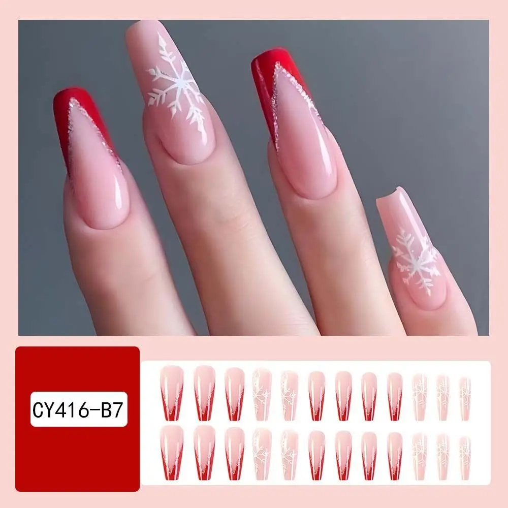 

24Pcs/set Nail Supplies Christmas False Nails DIY Nail Accessories Full Cover Nail Art Tips Christmas Fake Nails