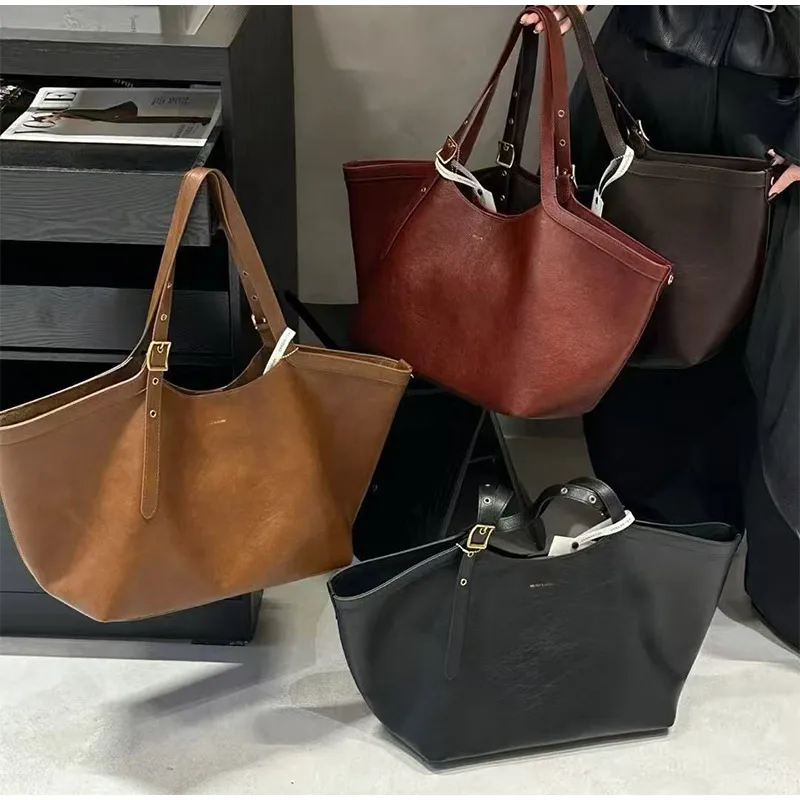 

Brand Luxury Wing-shaped Tote Bag Adjust Belt Buckle Design Leather Handbag Underarm Bag Storage Large Capacity Open Pocket Bag