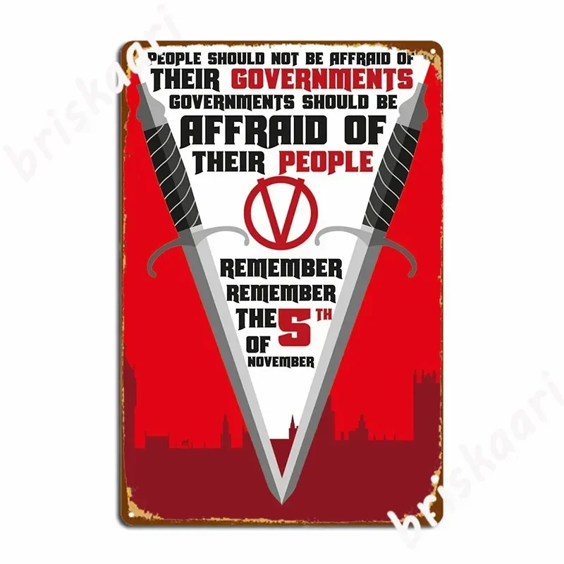 V For Vendetta Metal Sign Garage Designs Cave Wall Decor Garage Tin Sign Poster