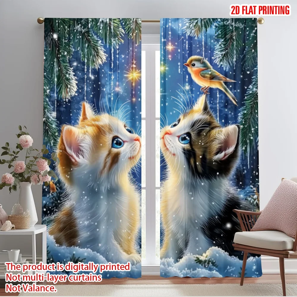 

2pcs,2D plane printing Popular Curtain Panels Starry Friends Versatile Fabric (without rod) Gifts for Bedroom, Living Room,