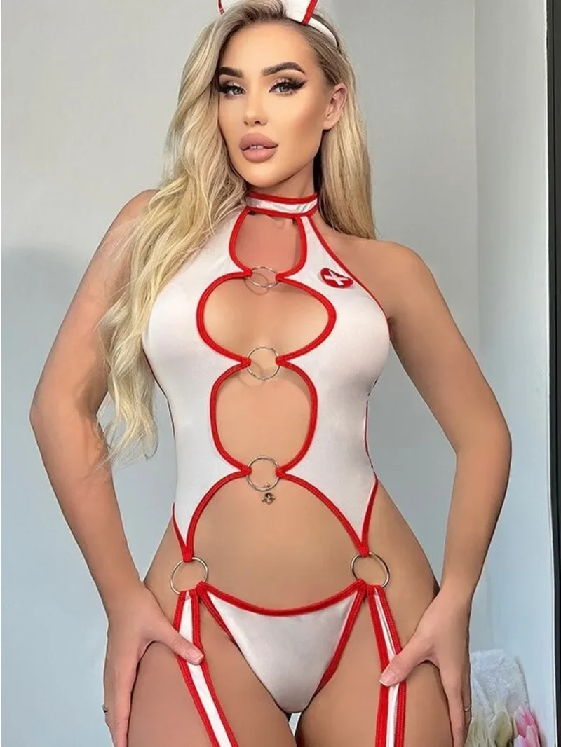 

Сексуальные сетчатые прозрачные боди для косплея медсестры с открытой спиной и глубоким V-образным вырезом, боди без рукавов, очаровательные для ночного клуба GT2D