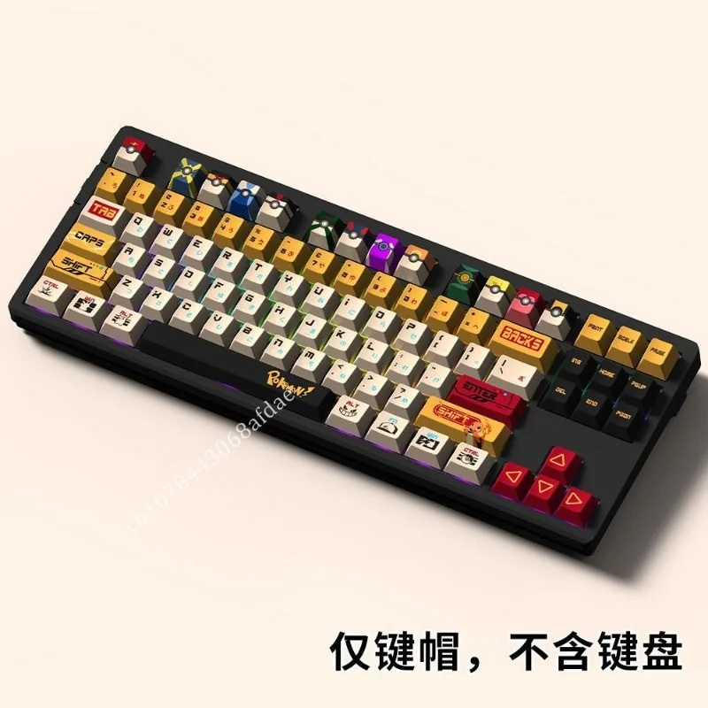 

Pokemon Anime Pokeball Keycap 135Keys/Set PBT Sublimation Mechanical Keyboard Customize Front Engraved Opaque Key Festival Gifts