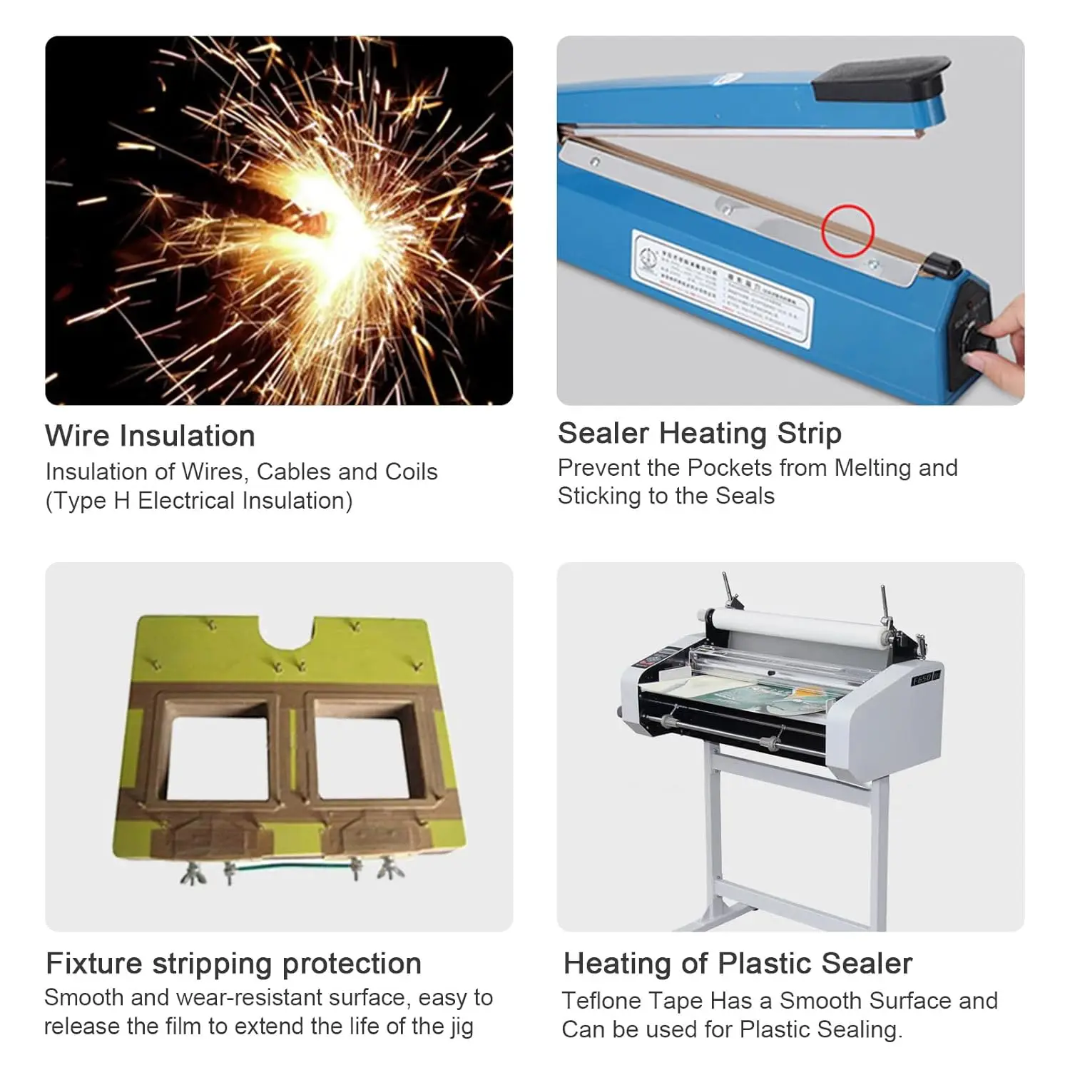 Teflone Glass Cloth Tape, High Temperature PTFE Tape for Vacuum Sealer Machine, Hand Impulse Sealers Insulation