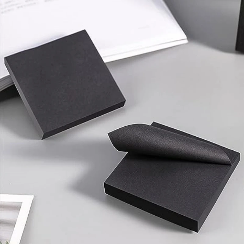 300 Sheets Black Self-Stick Memo Writing Pad, 6 Pads Message Notes Leaving Sticky Notes