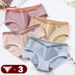 3PCS/Lot Cotton Briefs Women Panties Antibacterial Bacteriostatic Crotch Lingere Middle Waist Underwear Cozy Seamless Intimates